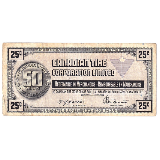 S3-D-U 1972 Canadian Tire Coupon 25 Cents Very Fine