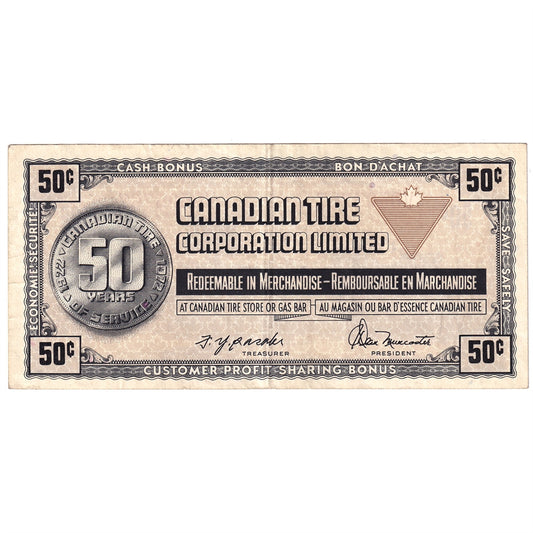 S3-E-V 1972 Canadian Tire Coupon 50 Cents VF-EF