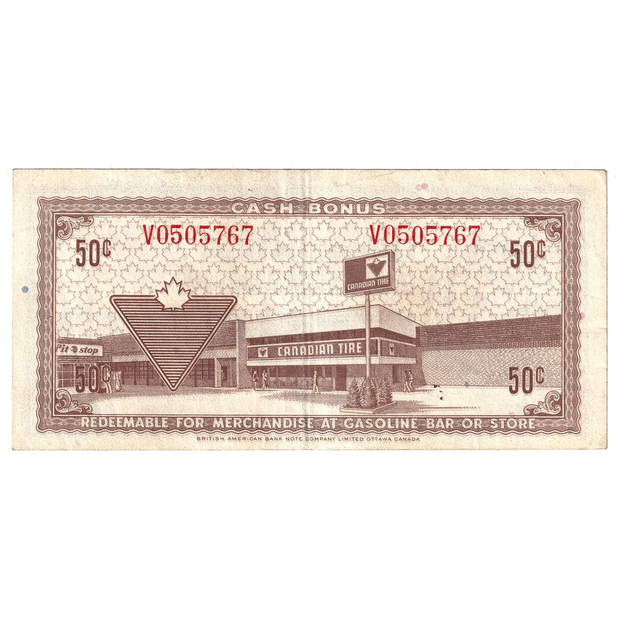 S3-E-V 1972 Canadian Tire Coupon 50 Cents VF-EF