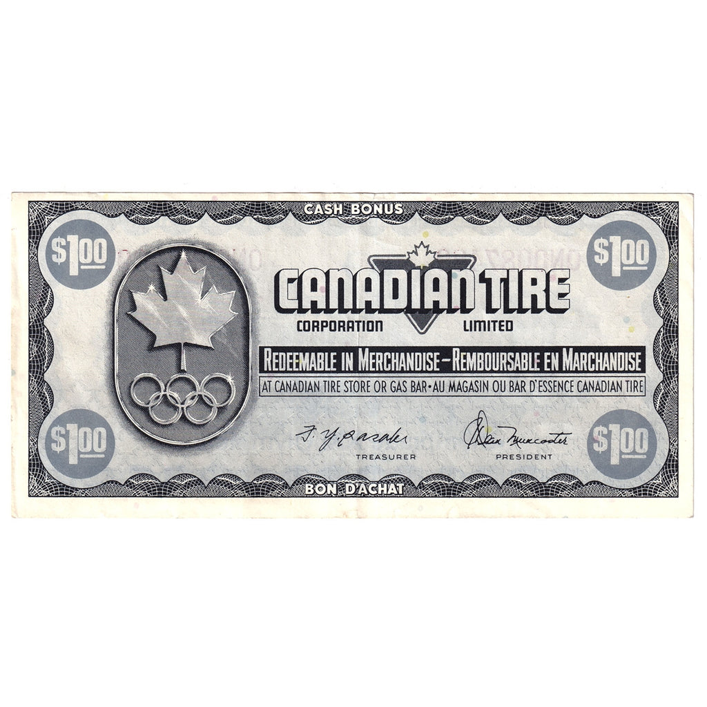 S5-F-ON 1976 Canadian Tire Coupon $1.00 Extra Fine