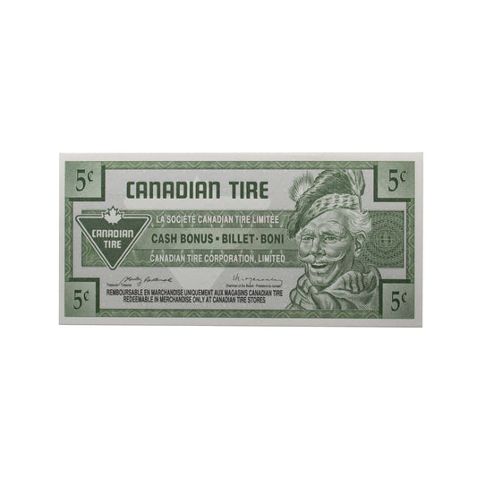 S15-B-00 1992 Canadian Tire Coupon 5 Cents Uncirculated