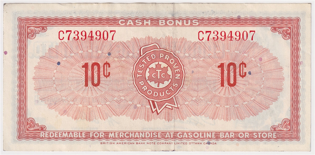 S1-C-C 1961 Canadian Tire Coupon 10 Cents Extra Fine