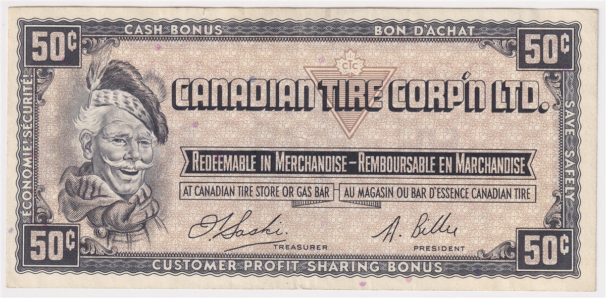 S1-E-E 1961 Canadian Tire Coupon 50 Cents Extra Fine