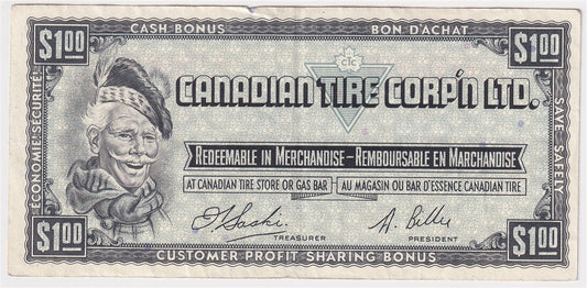 S1-F-F 1961 Canadian Tire Coupon $1.00 Very Fine