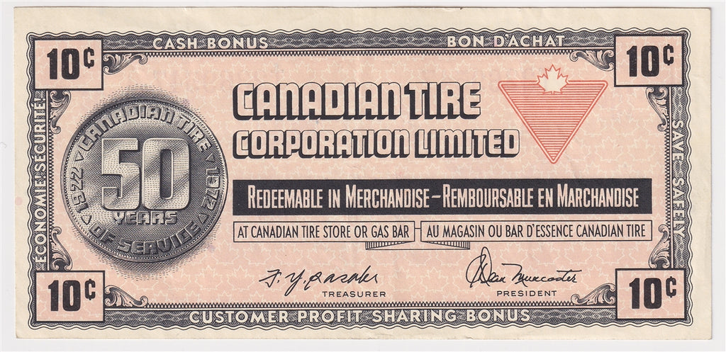 S3-C-T 1972 Canadian Tire Coupon 10 Cents Extra Fine