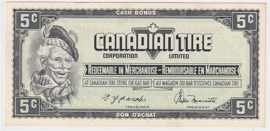 S4-B-QN 1974 Canadian Tire Coupon 5 Cents Uncirculated