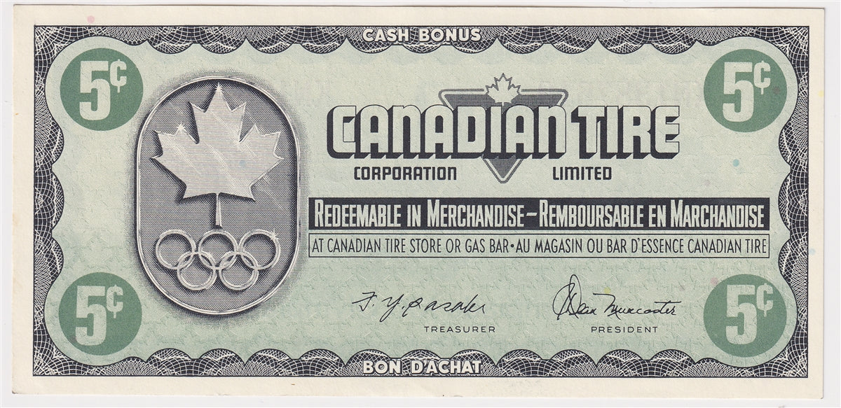 S5-B-KN 1976 Canadian Tire Coupon 5 Cents Uncirculated