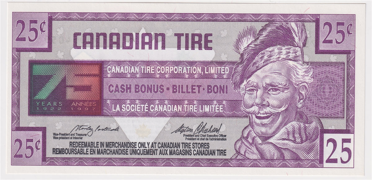 S18-Da-175 Replacement 1996 Canadian Tire Coupon 25 Cents Uncirculated