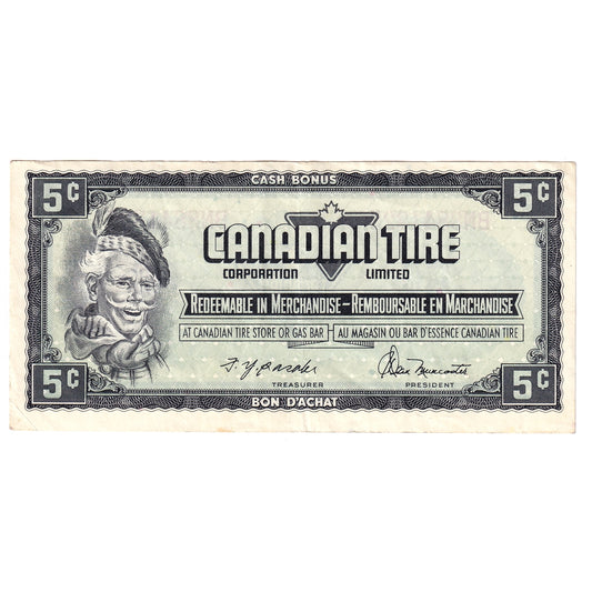 S4-B-BN 1974 Canadian Tire Coupon 5 Cents Extra Fine