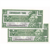 S27-Ba02-90 Replacement 2002 Canadian Tire Coupon 5 Cents Uncirculated (2 Notes)