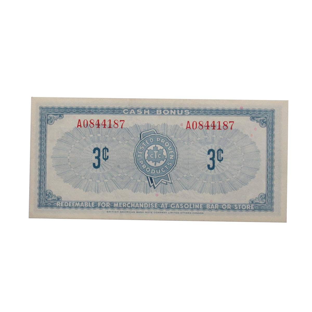 S1-A-A 1961 Canadian Tire Coupon 3 Cents EF-AU