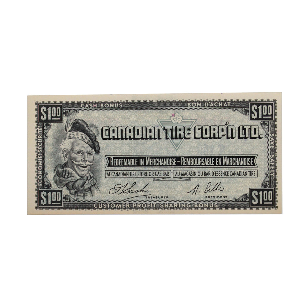 S1-F-F 1961 Canadian Tire Coupon $1.00 Uncirculated (Stain)