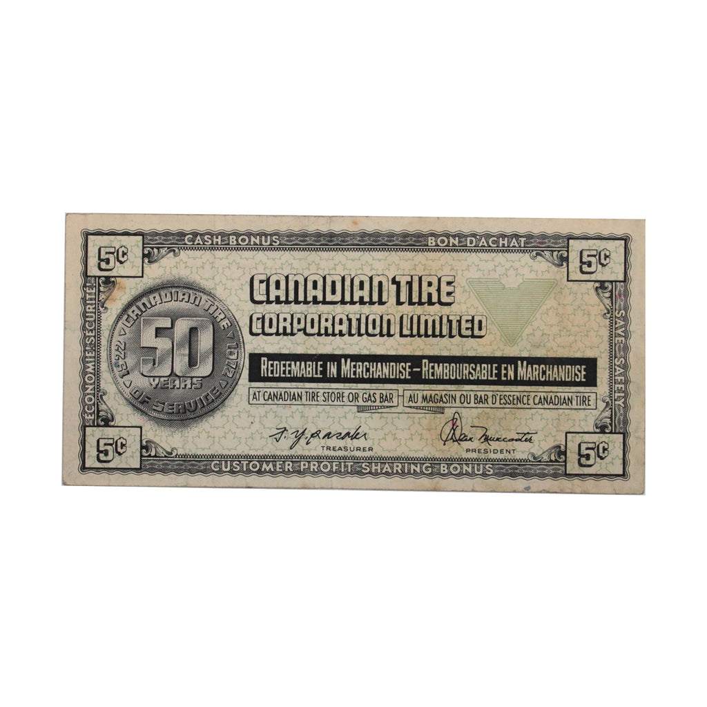 S2-B-S 1972 Canadian Tire Coupon 5 Cents F-VF