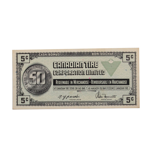 S3-B-S 1972 Canadian Tire Coupon 5 Cents EF-AU