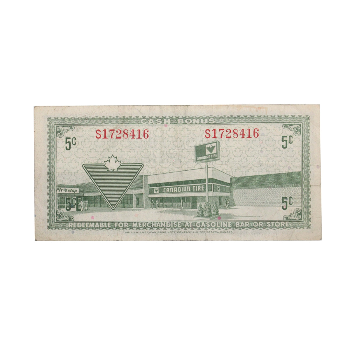 S3-B-S 1972 Canadian Tire Coupon 5 Cents F-VF