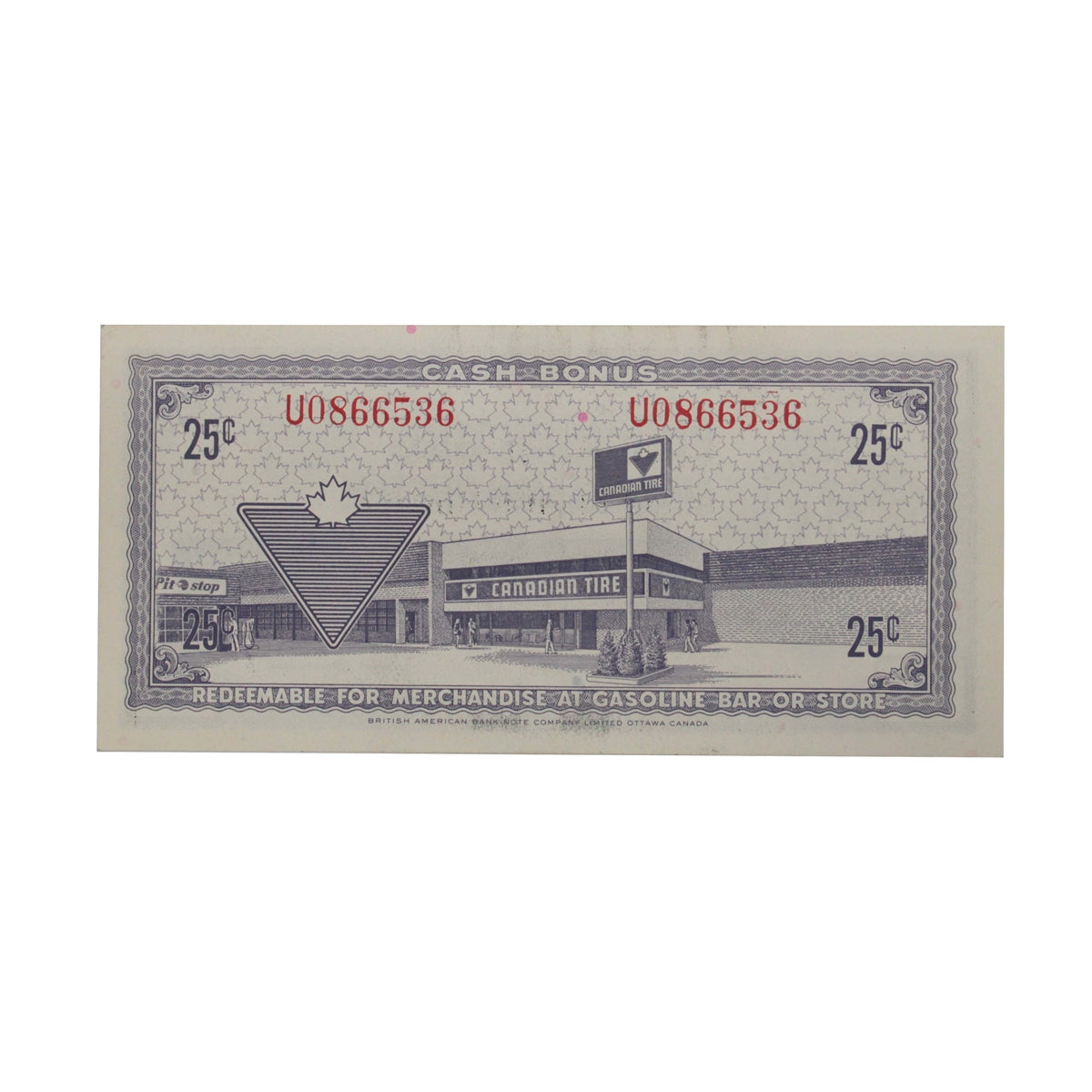 S3-D-U 1972 Canadian Tire Coupon 25 Cents EF-AU