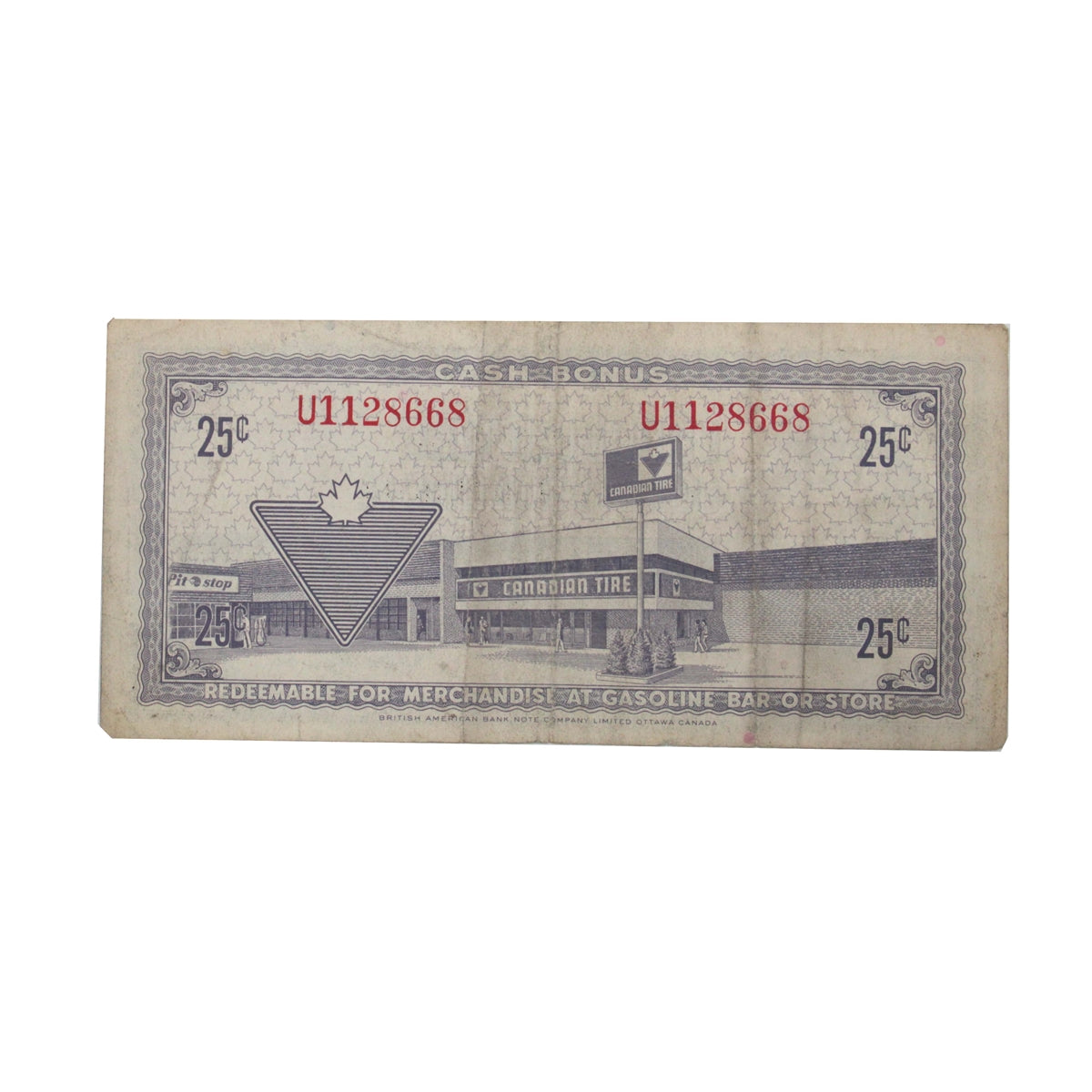 S3-D-U 1972 Canadian Tire Coupon 25 Cents F-VF