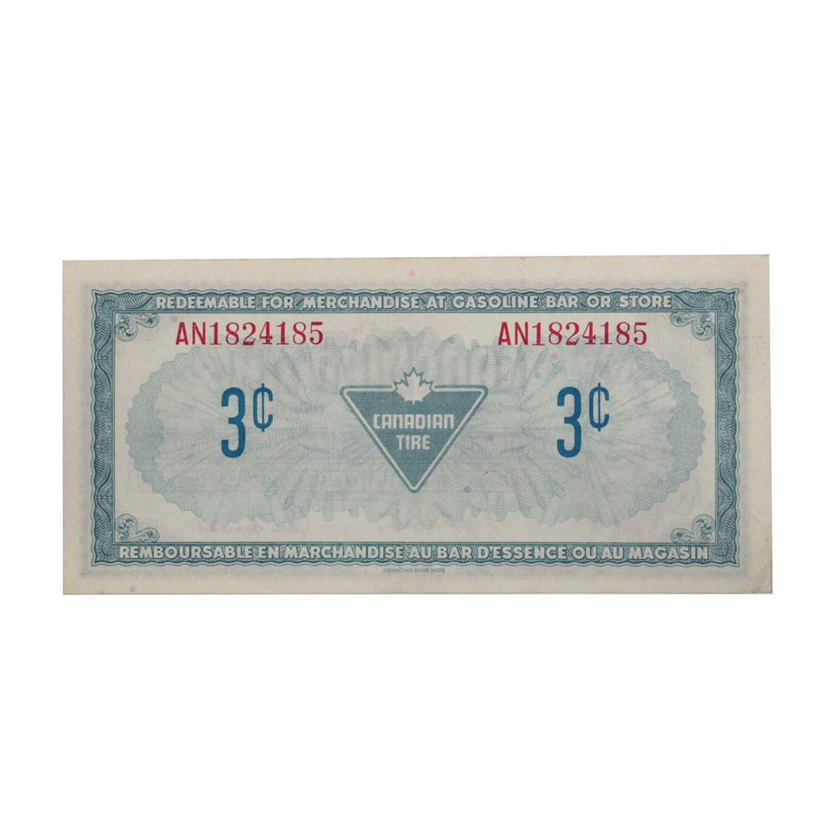 S4-A-AN 1974 Canadian Tire Coupon 3 Cents EF-AU