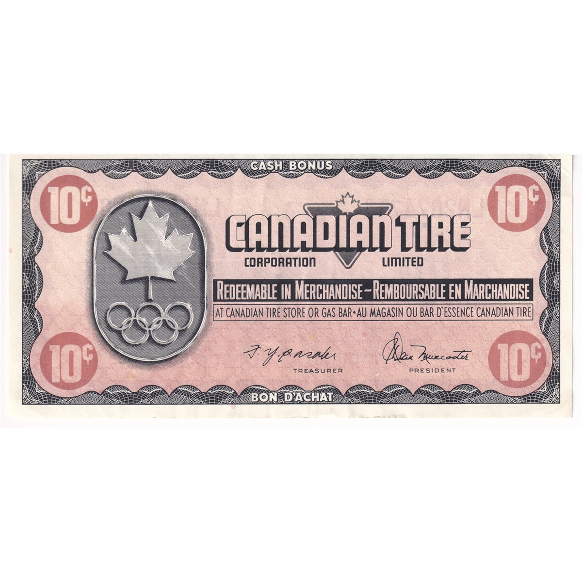 S5-C-LN 1976 Canadian Tire Coupon 10 Cents EF-AU