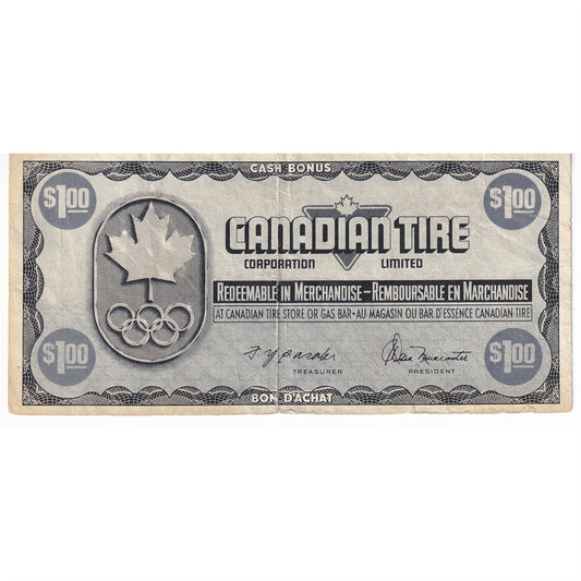 S5-F-ON 1976 Canadian Tire Coupon $1.00 F-VF