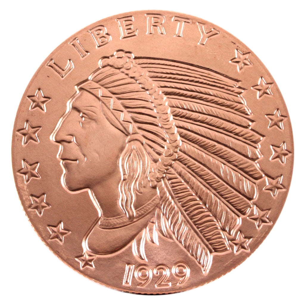 Incuse Indian 5oz. .999 Fine Copper