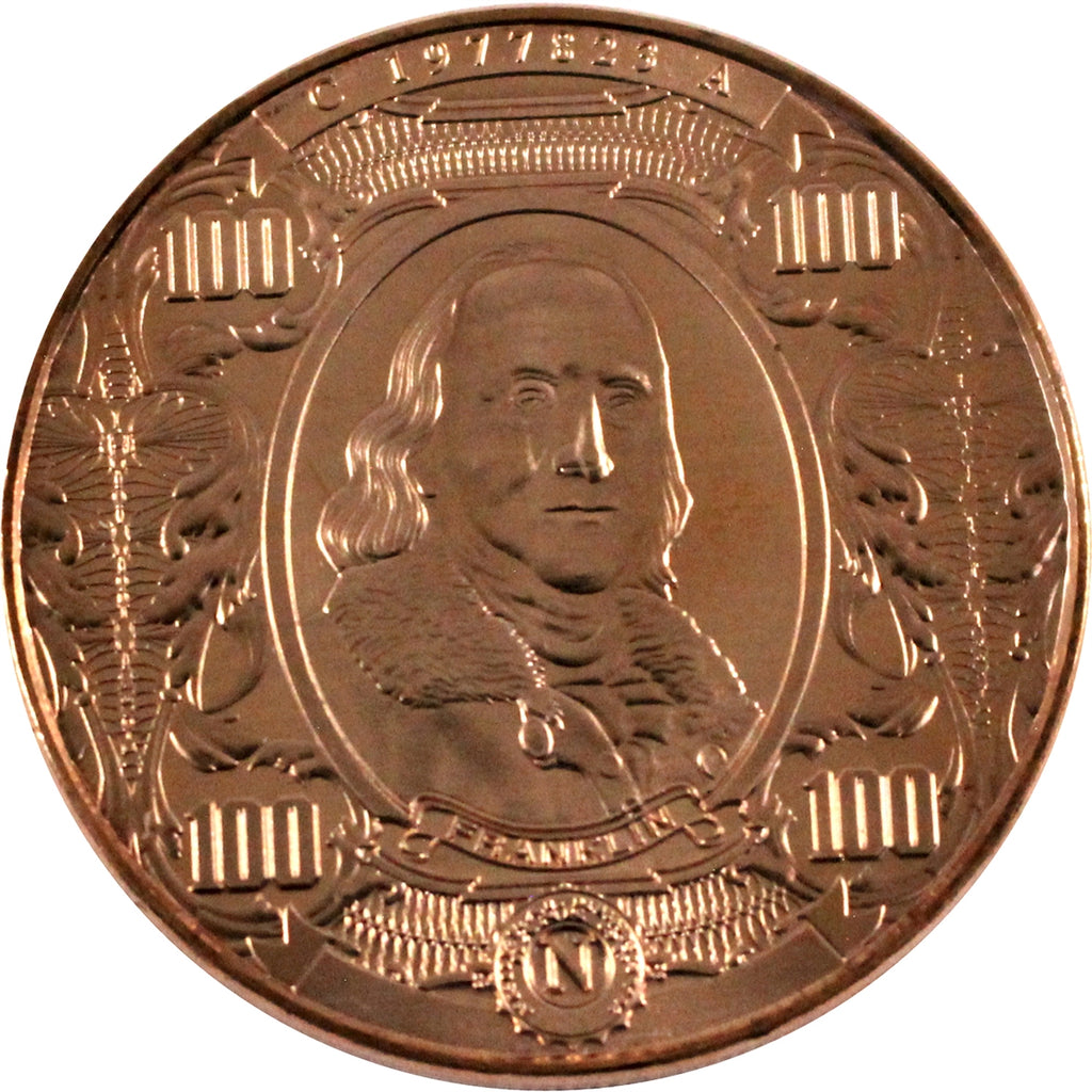 Benjamin Franklin $100 1oz. .999 Fine Copper