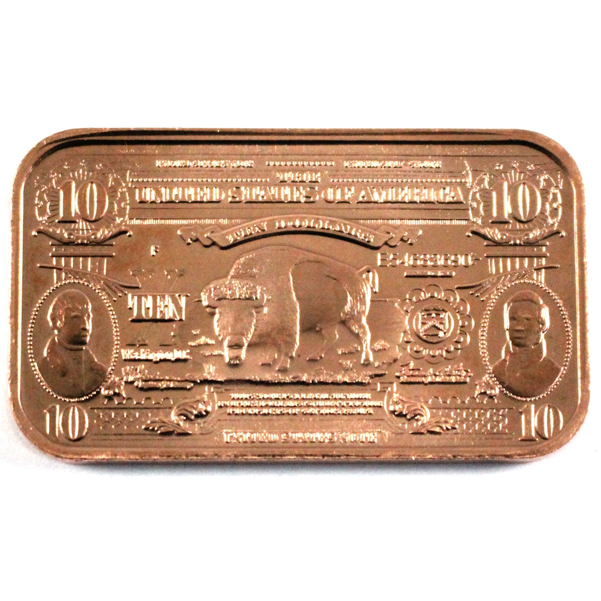 $10 Bison Bar 1oz. .999 Fine Copper