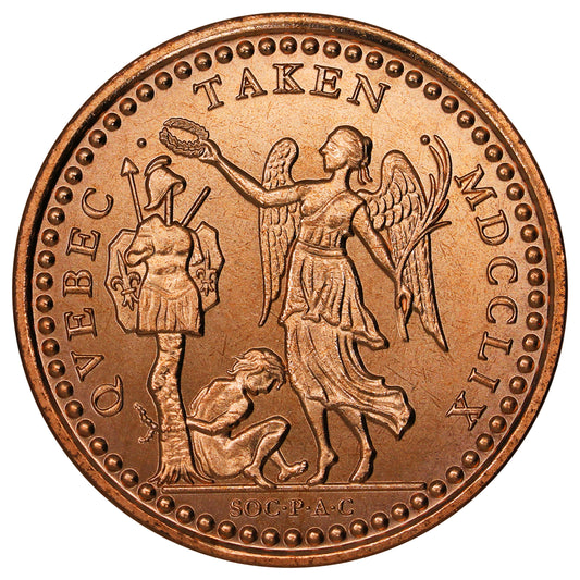 Beaver Bullion Copper 1oz Copper Round Reproduction of the Capture of Quebec 1759 Medal