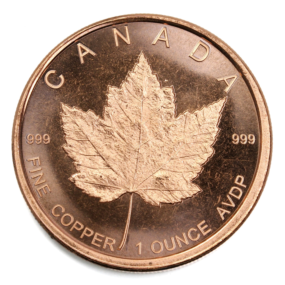 Canadian Maple Leaf: Version 2 1oz. .999 Fine Copper