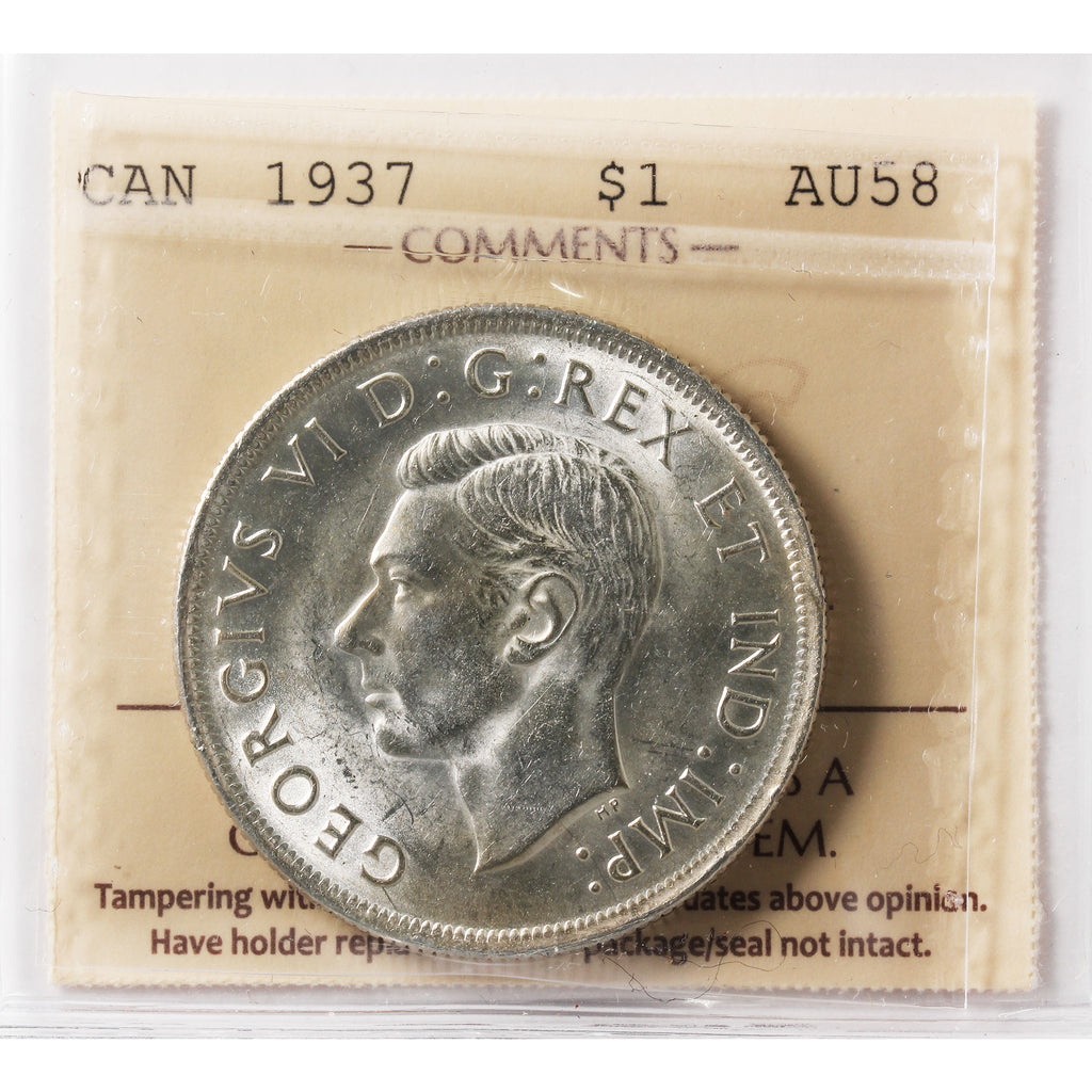 1937 Canada Dollar ICCS Certified AU-58