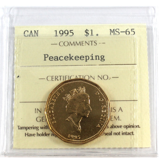 1995 Canada Peacekeeping Dollar ICCS Certified MS-65