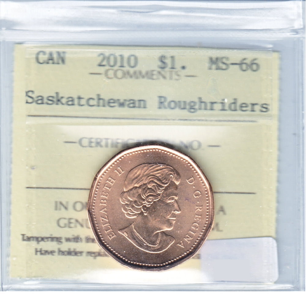 2010 Saskatchewan Roughriders Canada Dollar ICCS Certified MS-66