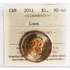 2011 Canada Loon Dollar ICCS Certified MS-66