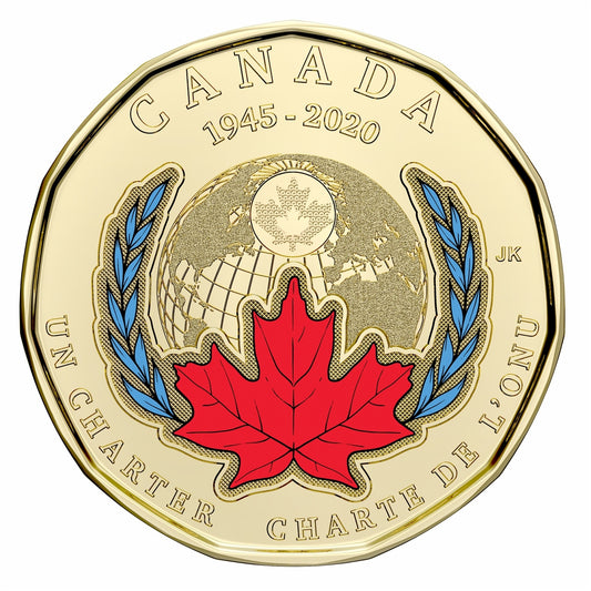 2020 Coloured United Nations Canada Loon Dollar Brilliant Uncirculated (MS-63)