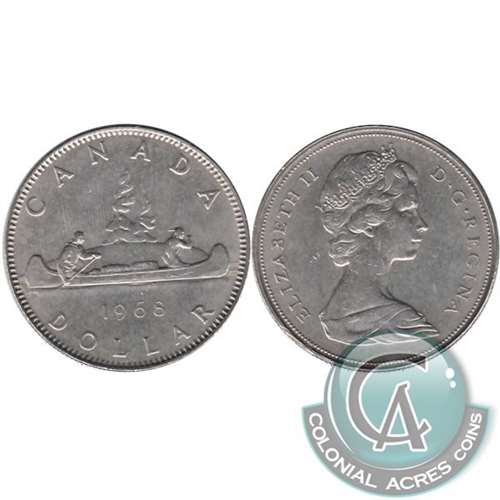 1968 No Island Canada Nickel Dollar AU-UNC (AU-55)