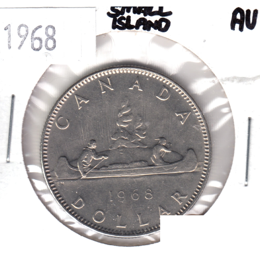 1968 Small Island Canada Nickel Dollar Almost Uncirculated (AU-50)