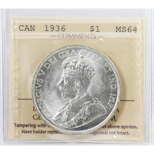 1936 Canada Dollar ICCS Certified MS-64 (XVR 382)