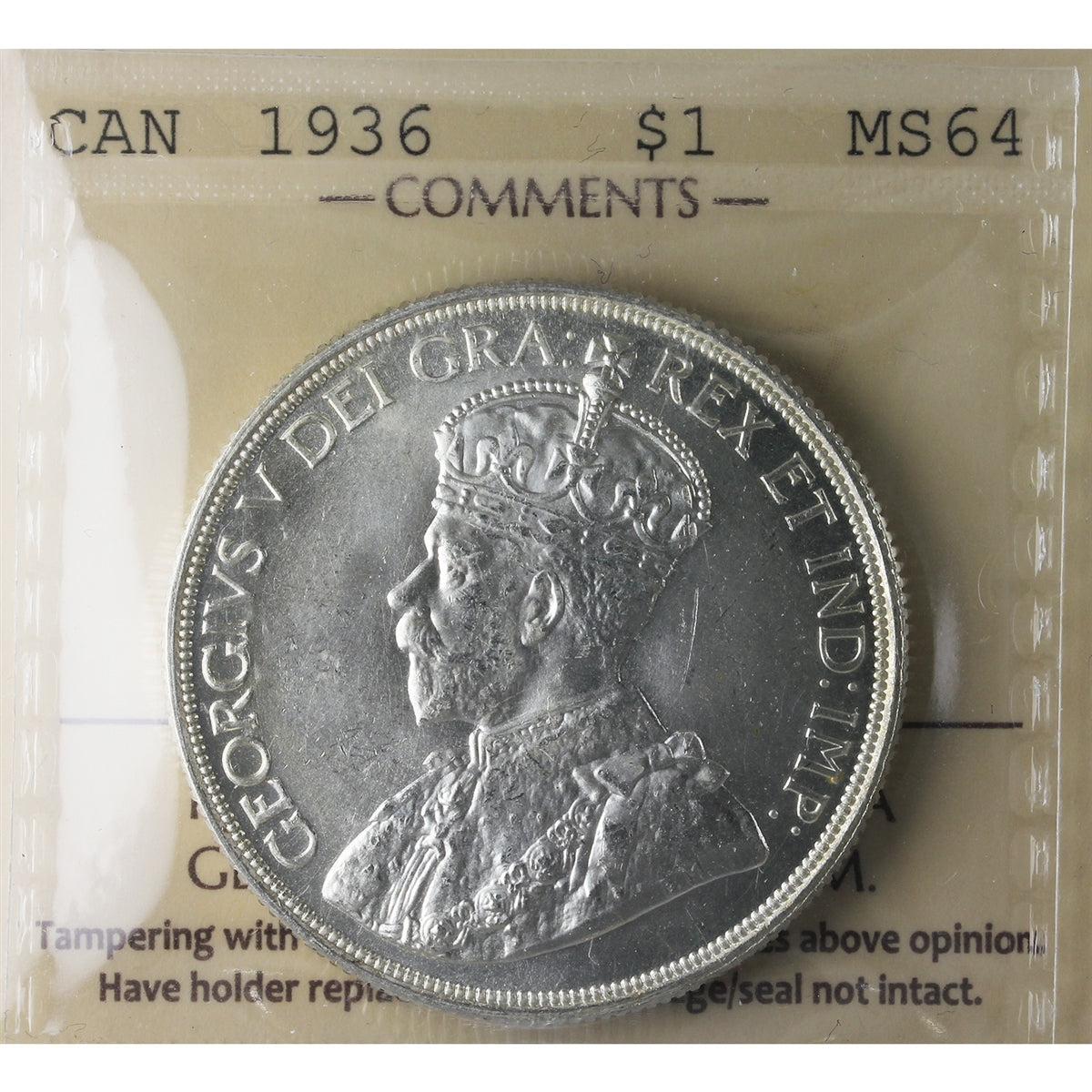 1936 Canada Dollar ICCS Certified MS-64 (XMY 669)