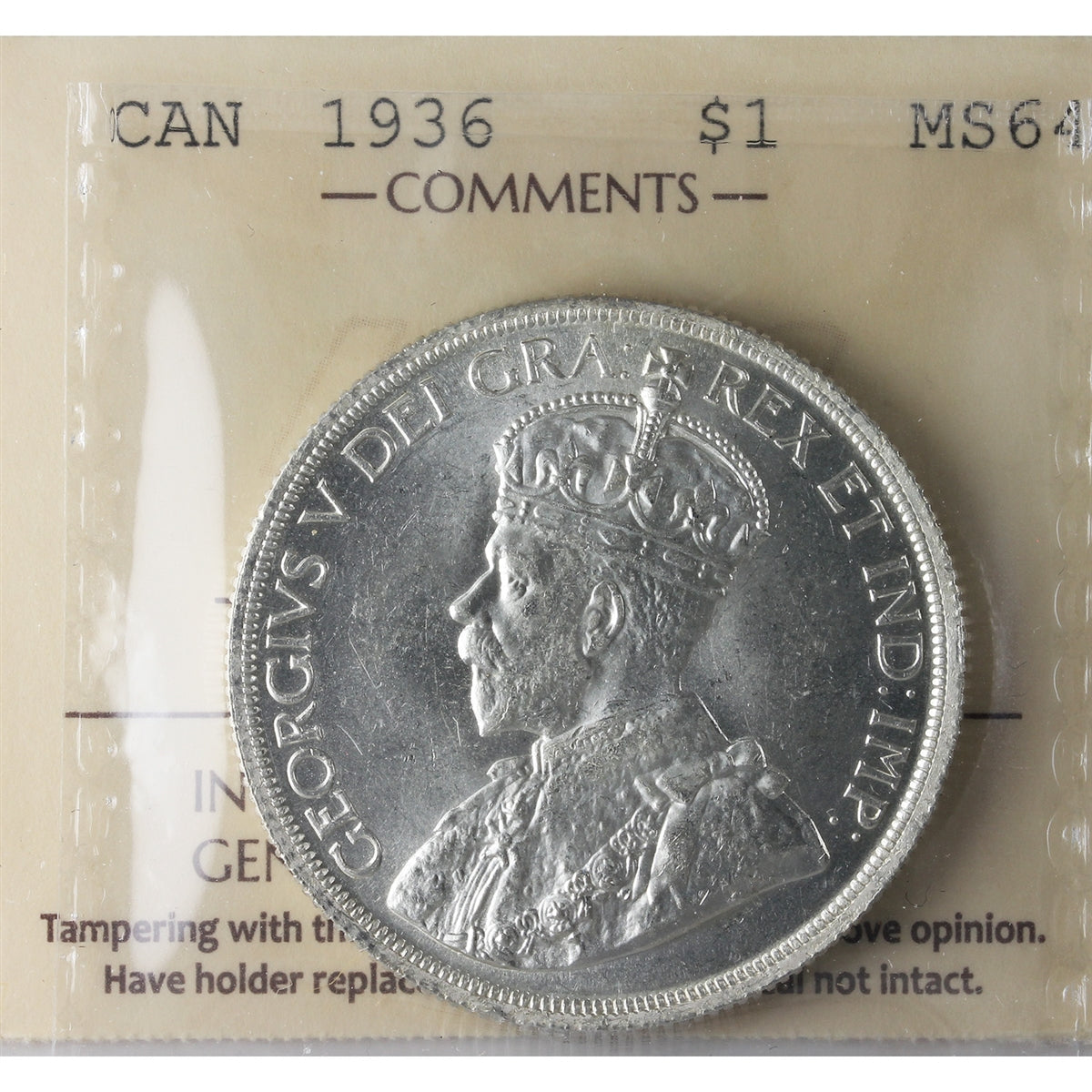 1936 Canada Dollar ICCS Certified MS-64 (XSI 159)