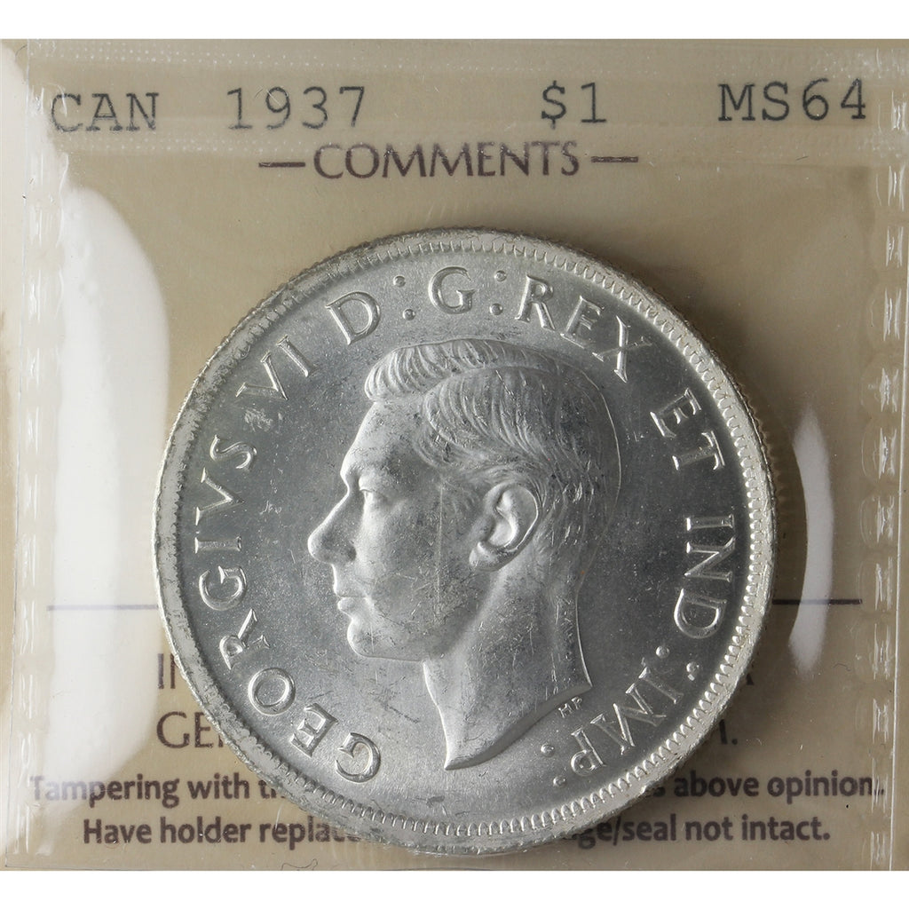 1937 Canada Dollar ICCS Certified MS-64 (XMY 673)