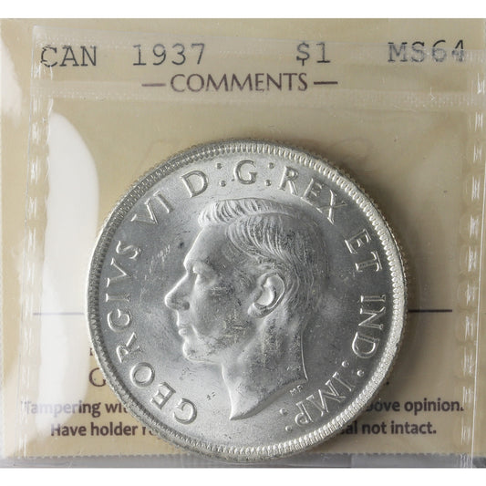 1937 Canada Dollar ICCS Certified MS-64 (XMY 674)