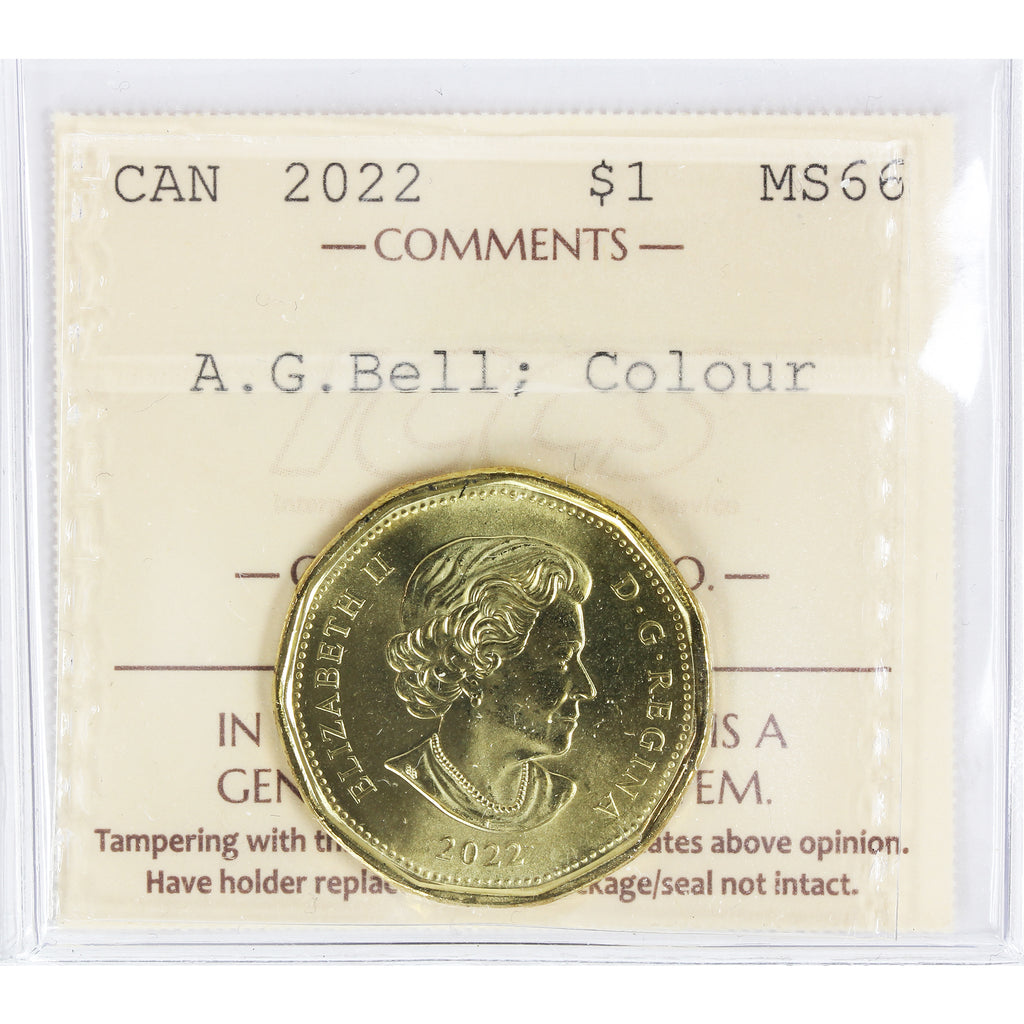 2022 Coloured A.G. Bell Canada Dollar ICCS Certified MS-66