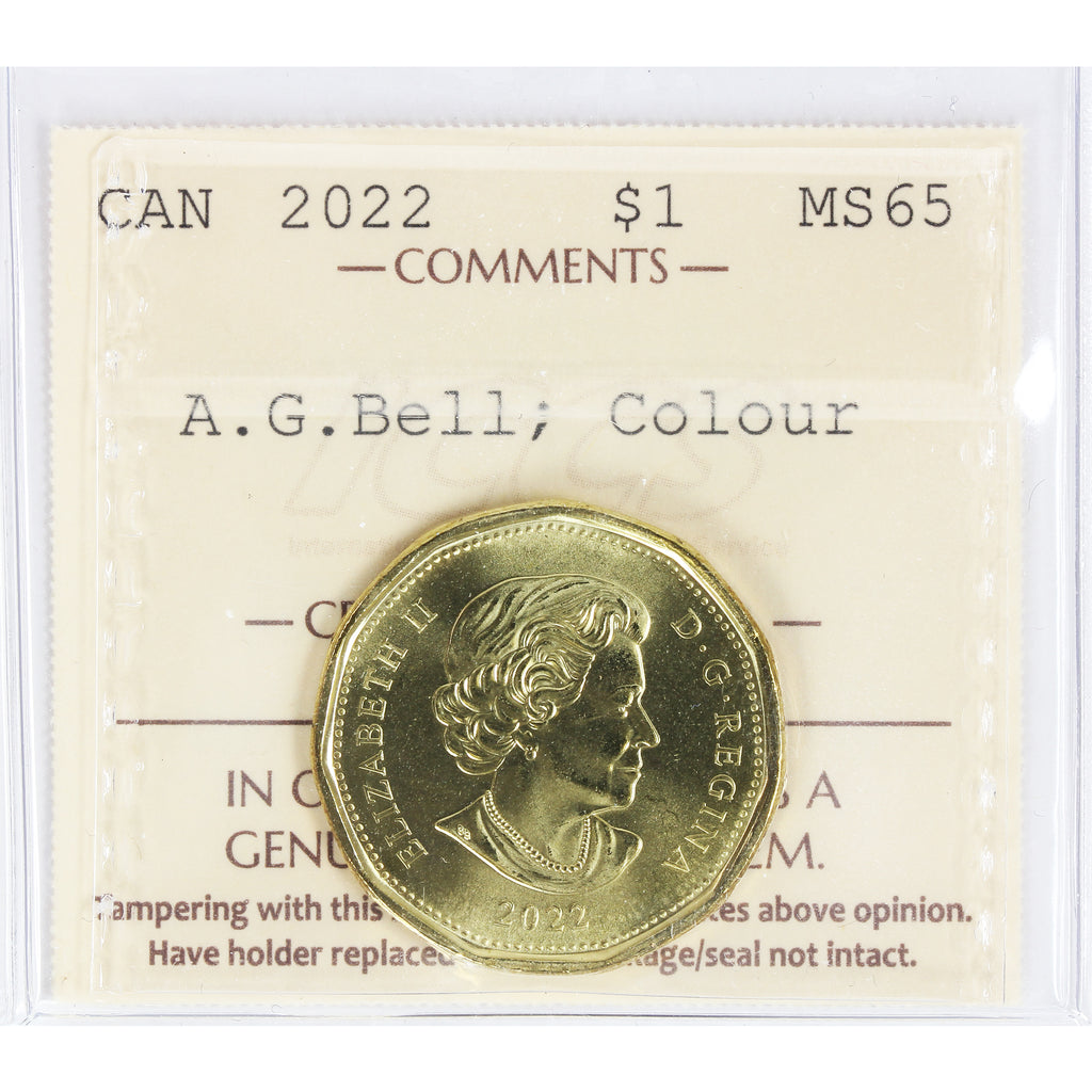 2022 Coloured A.G. Bell Canada Dollar ICCS Certified MS-65