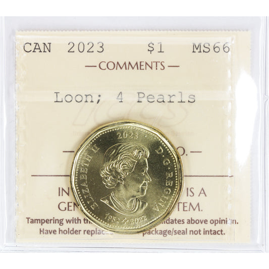 2023 4 Pearls Canada Loon Dollar ICCS Certified MS-66