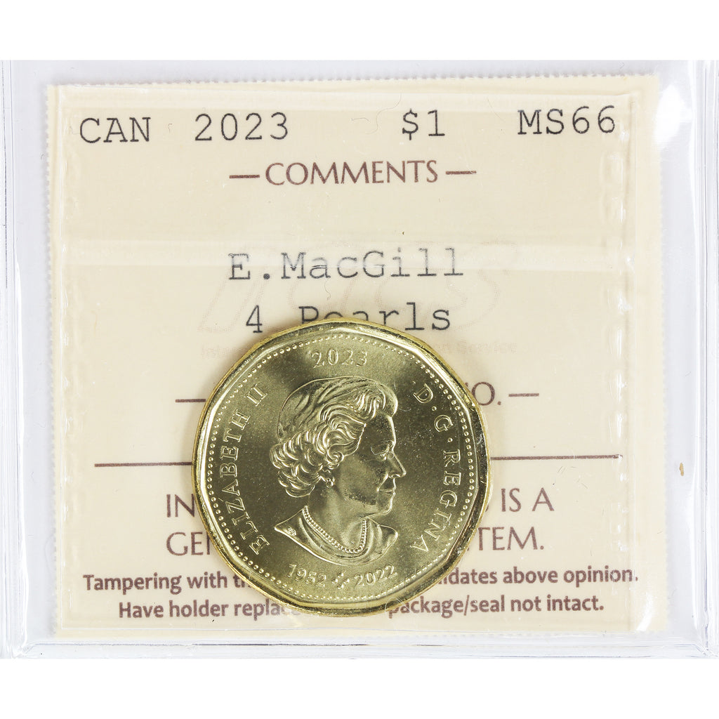 2023 Elsie MacGill, 4 Pearls Canada Dollar ICCS Certified MS-66