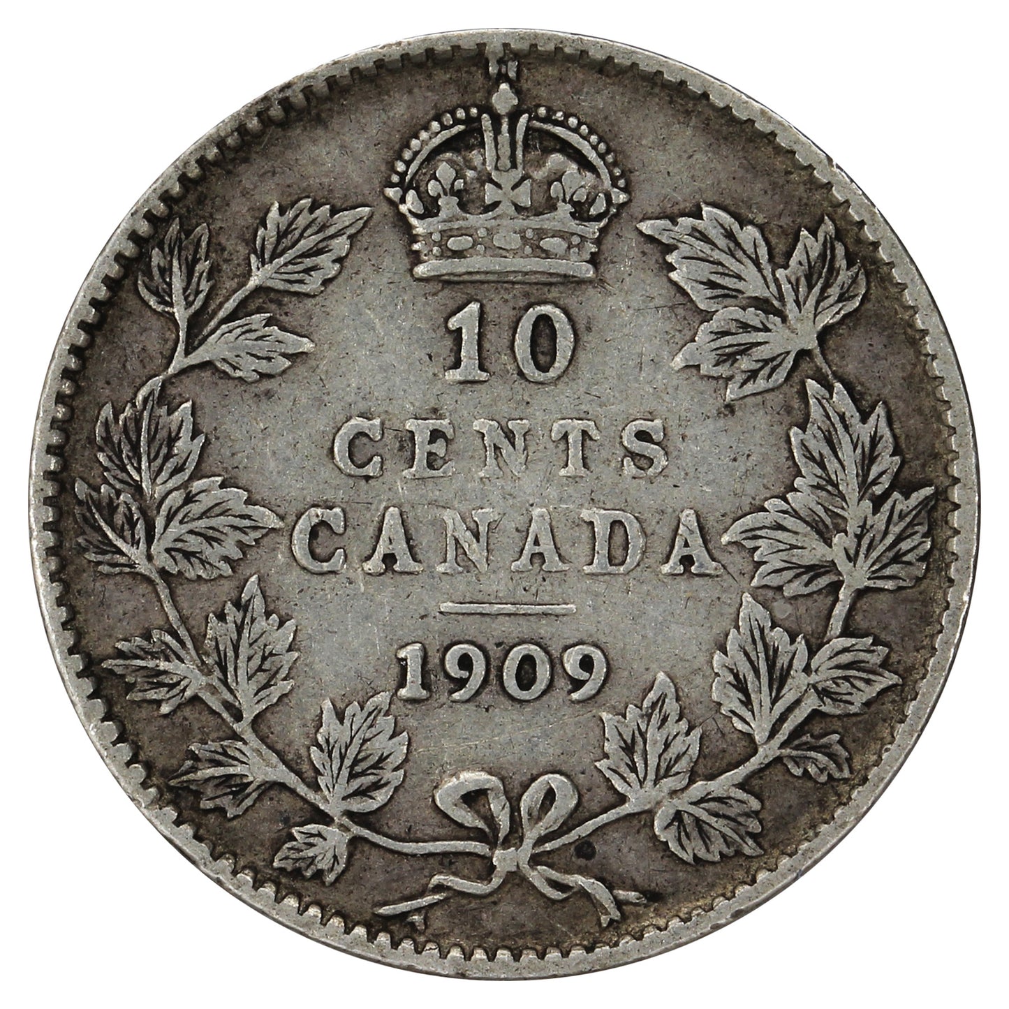 1909 Broad Leaves Canada 10-cents Very Good (VG-8)