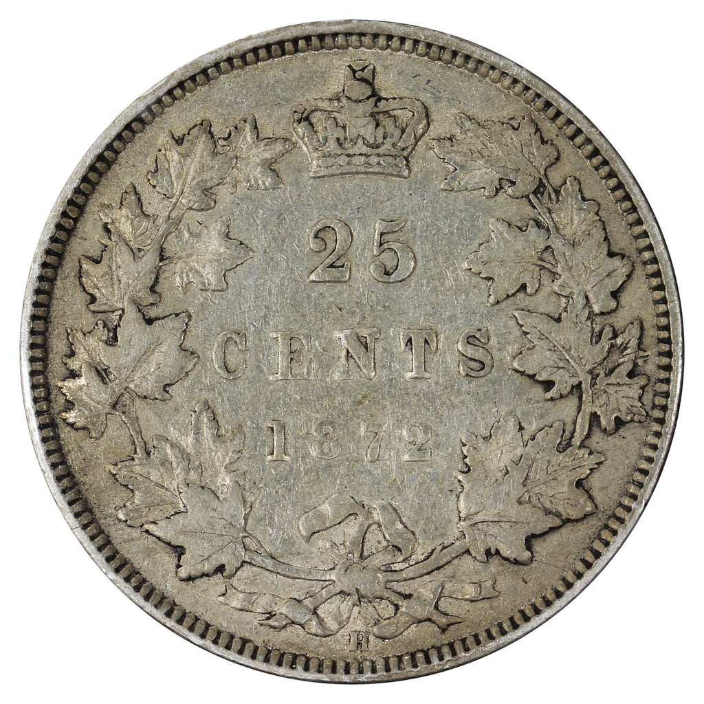 1872H Canada 25-cents Very Fine (VF-20) Scratched