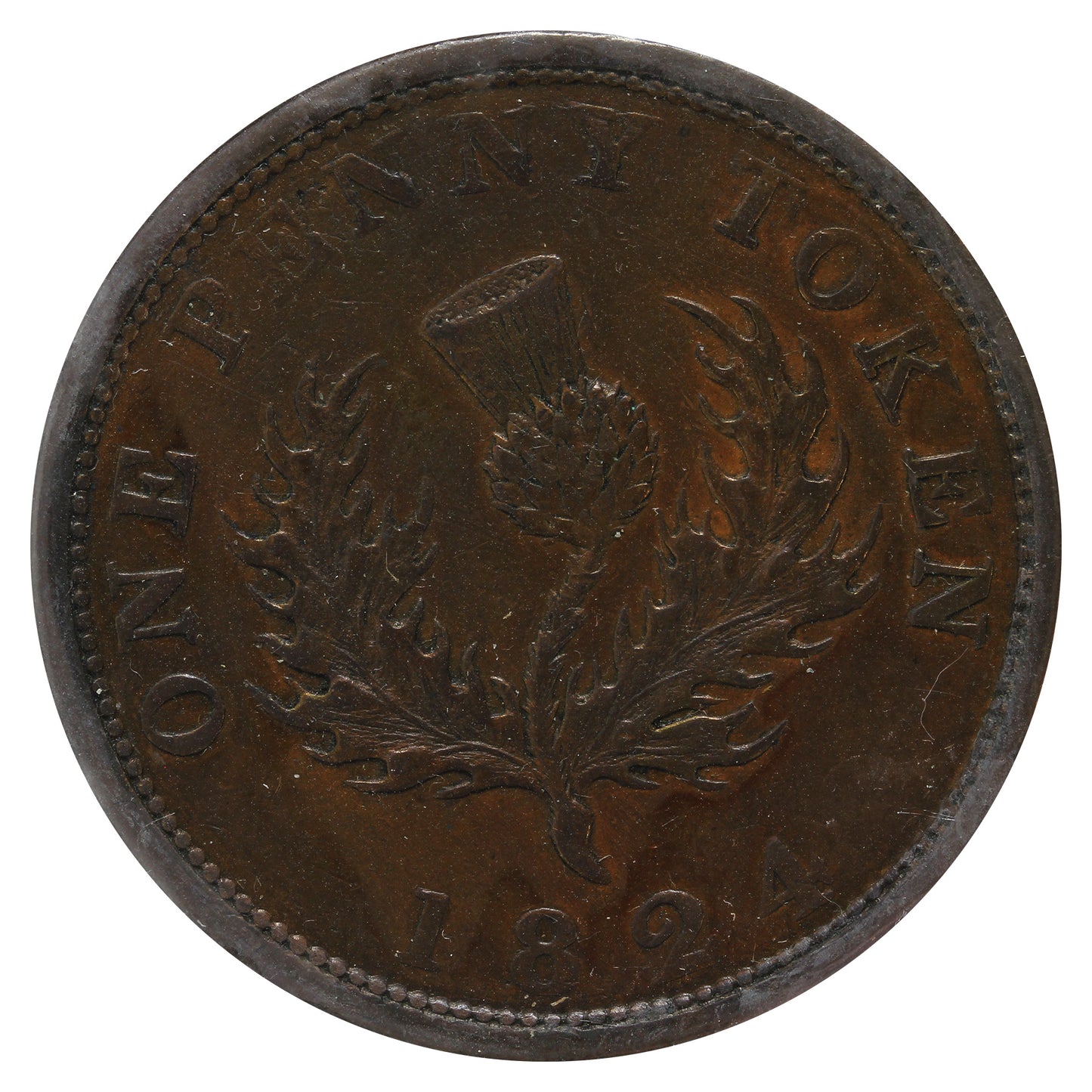 NS-2A4 1824 Nova Scotia Penny Token EF-AU (EF-45) Cleaned