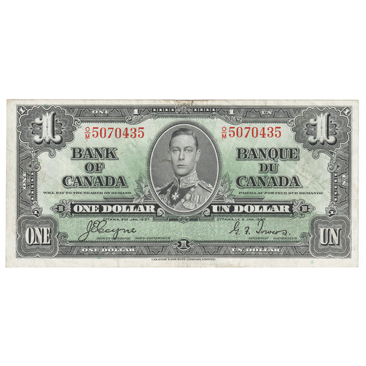 BC-21d 1937 Canada $1 Coyne-Towers, O/M, EF (Tears)