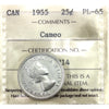 1955 Canada 25-cents ICCS Certified PL-65 Cameo